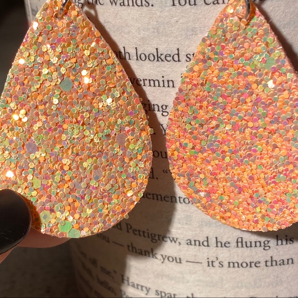3 for $15 Orange Yellow Iridescent Glitter Earring - Picture 3 of 5